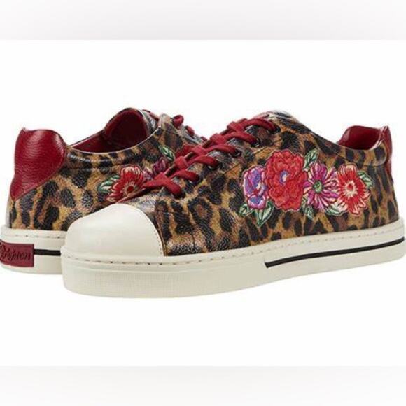 Brighton UPTOWN SPOTS Leopard Leather Sneakers Size 10 - Picture 5 of 12
